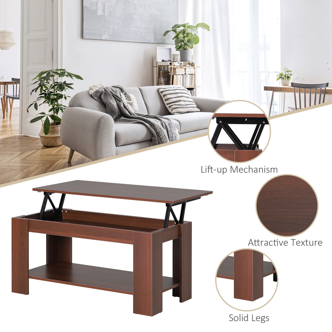 Modern Lift Up Top Coffee Table Desk Hidden Storage Bottom Shelf  100W x 50D x 63H cm