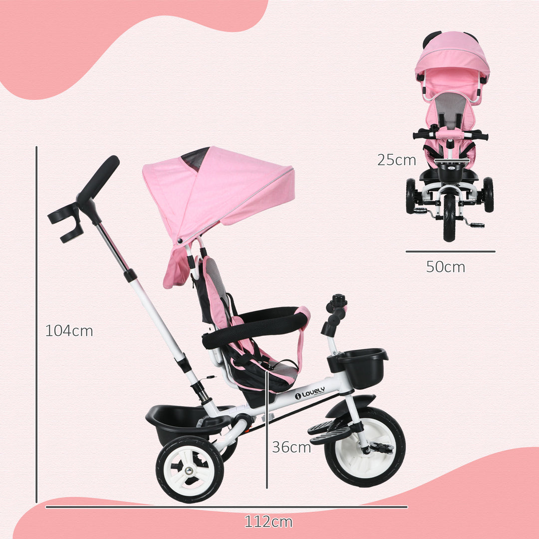 Baby Push Tricycle with Parent Handle for 1-5 Years Old, Pink