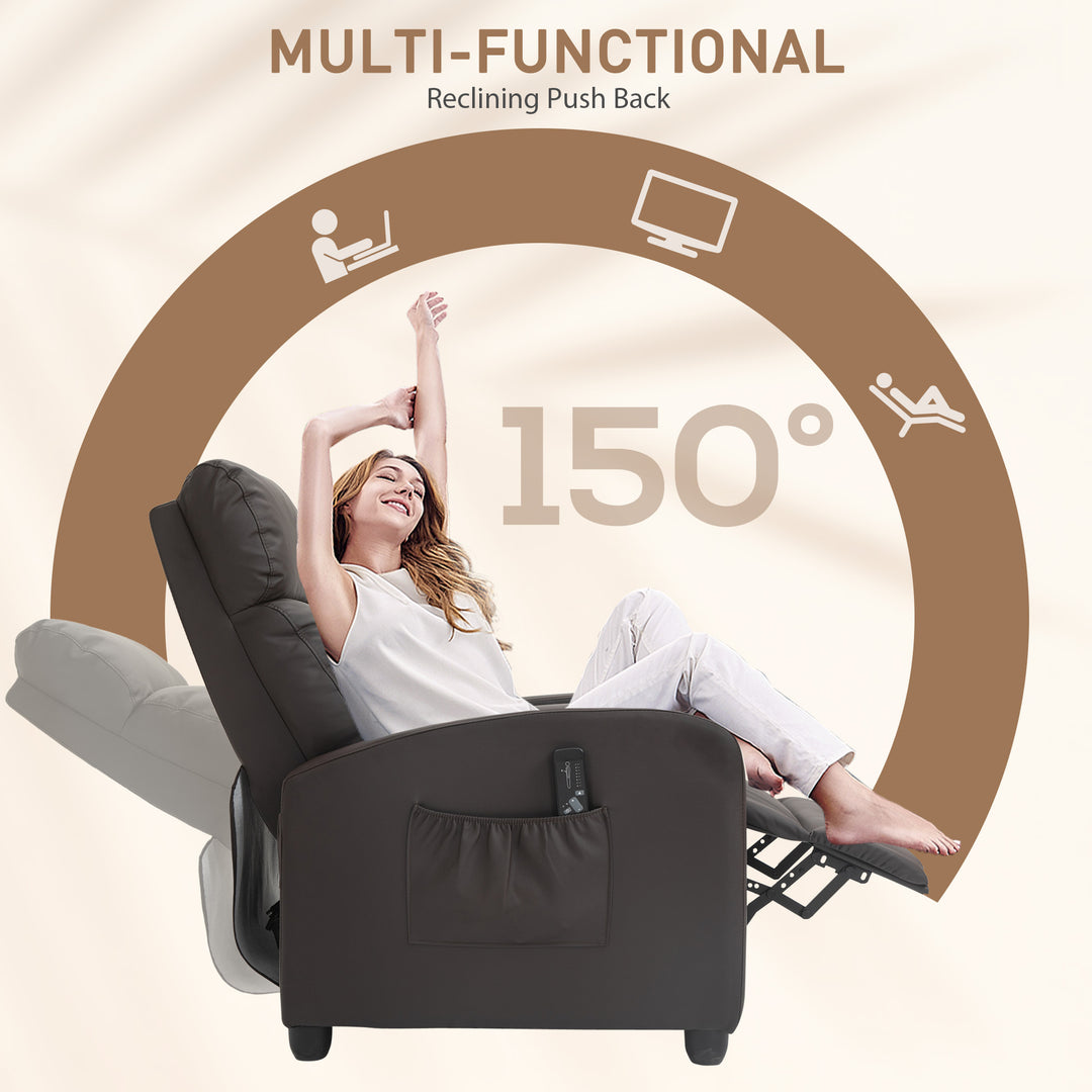 Recliner Sofa Chair PU Leather Massage Armcair w/ Footrest and Remote Control for Living Room, Bedroom, Home Theater, Brown