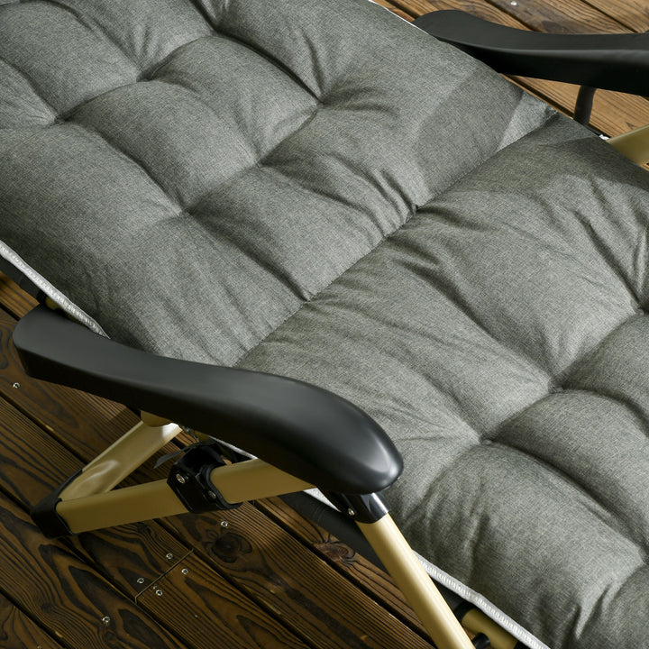 Outdoor Reclining Sun Lounger Chair, Folding Garden Recliner with Cushion