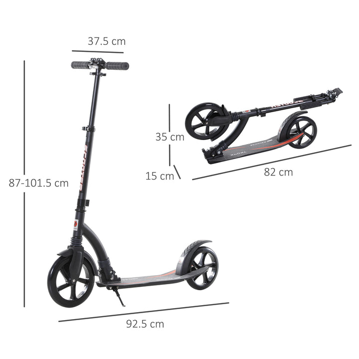 Teens Adult Kick Scooter w/ Shock Absorption Mechanism Foldable Adjustable Height Aluminium Frame Ride On Toy for 14+ - Black