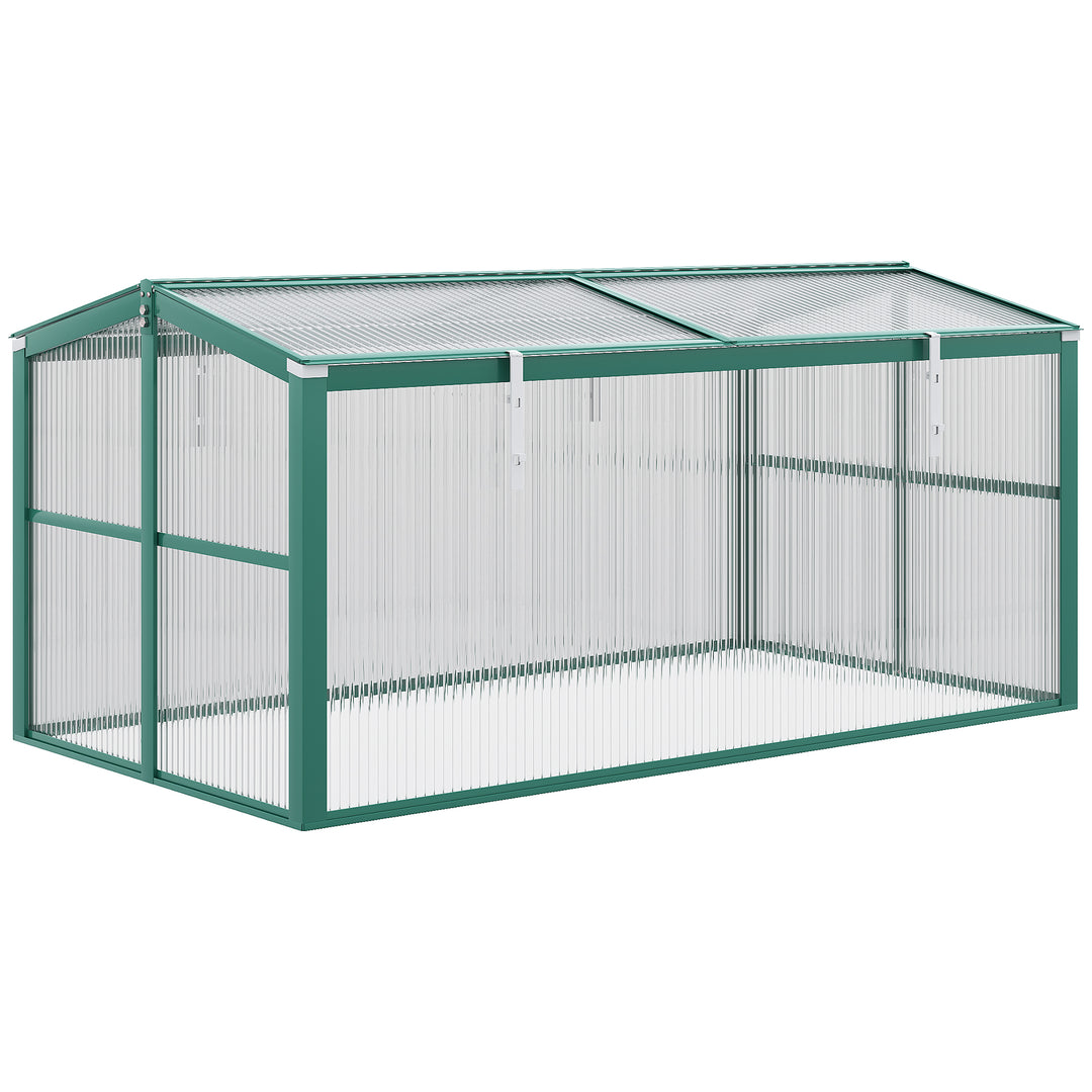 Aluminium Polycarbonate Greenhouse Cold Frame Grow House, Openable Top for Flowers and Vegetables, 130x70x61cm