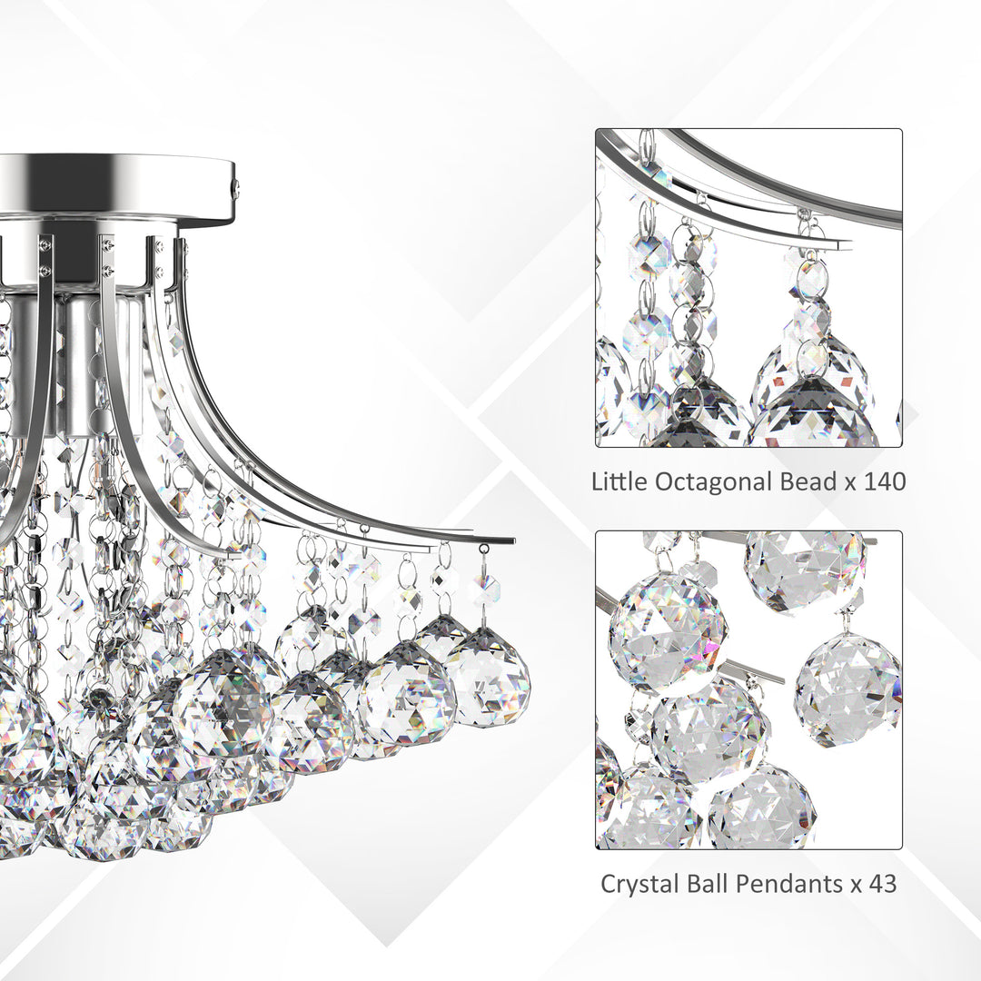 3 Lights Mordern Style Ceiling Chandelier Pendant Crystal Light w/ Transparent K9 Crystal Droplets D40 X 28H (CM)