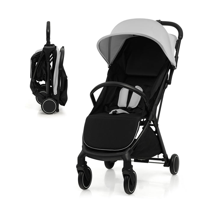 Lightweight Baby Stroller with Detachable Seat Cover-Grey