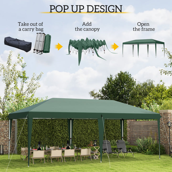Outsunny Pop Up Gazebo, Double Roof Foldable Canopy Tent, Wedding Awning Canopy w/ Carrying Bag, 6 m x 3 m x 2.65 m, Green