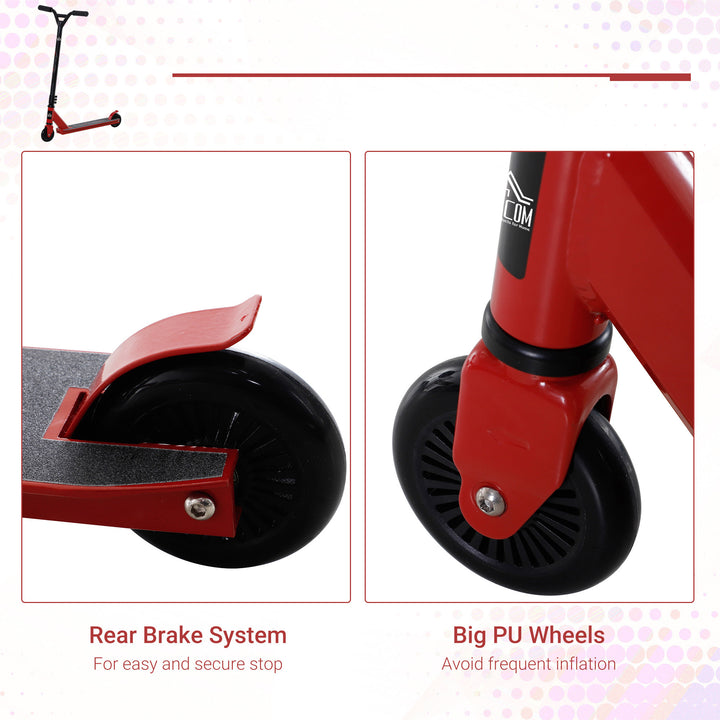 Teens Adult Street Stunt Kick Scooter Intermediate and Beginner Freestyle Tricks Scooters For 14+ w/ Rear φ10cm Wheel&Brake - Red