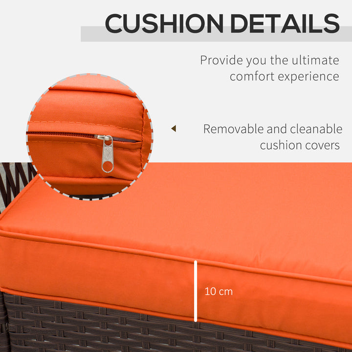 3 Pieces Patio PE Rattan Bistro Set, Outdoor Wicker Coffee Table Armrest Chairs Thick Padded Conversation Furniture for Garden Orange