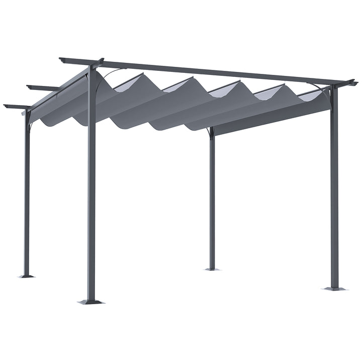 3.5M X 3.5M Metal Pergola Gazebo Awning Retractable Canopy Outdoor Garden Sun Shade Shelter Marquee Party BBQ, Grey