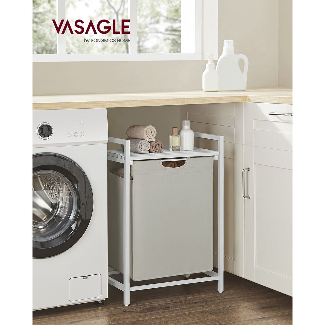 Laundry Hamper with A Pull-Out and Removable Bag, 17.2 Gallons (65 L) - White