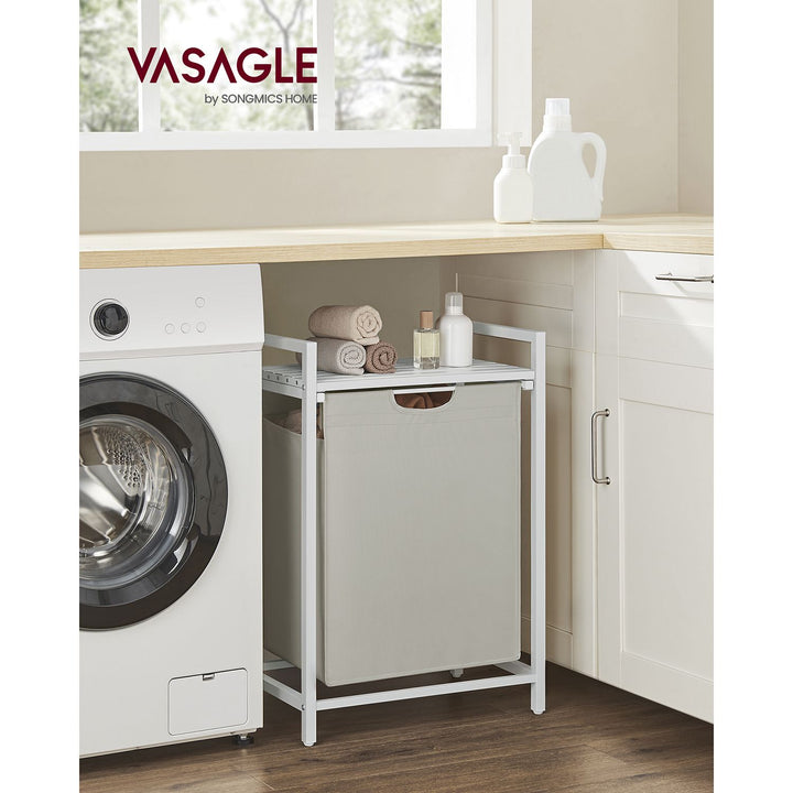 Laundry Hamper with A Pull-Out and Removable Bag, 17.2 Gallons (65 L) - White