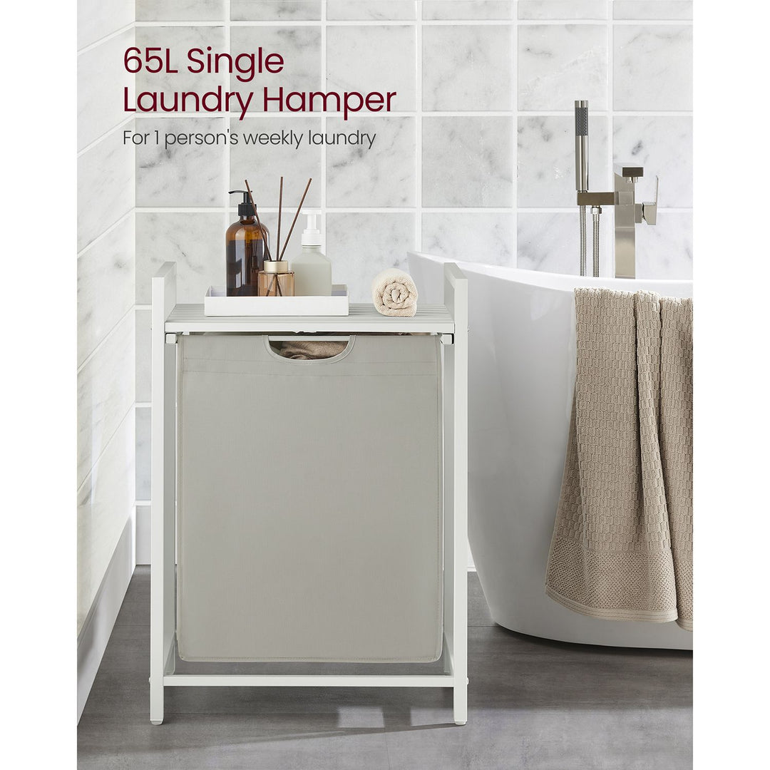 Laundry Hamper with A Pull-Out and Removable Bag, 17.2 Gallons (65 L) - White