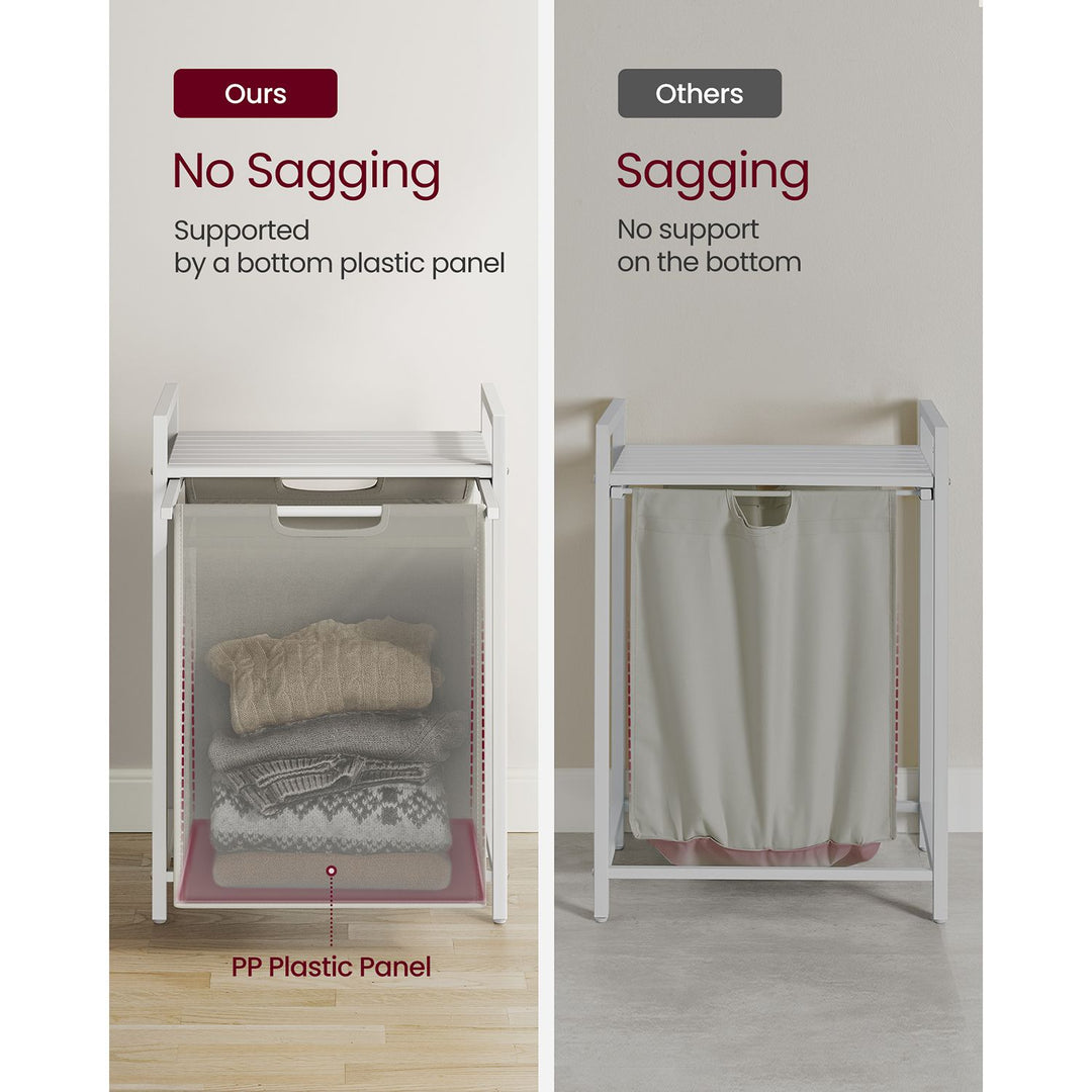 Laundry Hamper with A Pull-Out and Removable Bag, 17.2 Gallons (65 L) - White