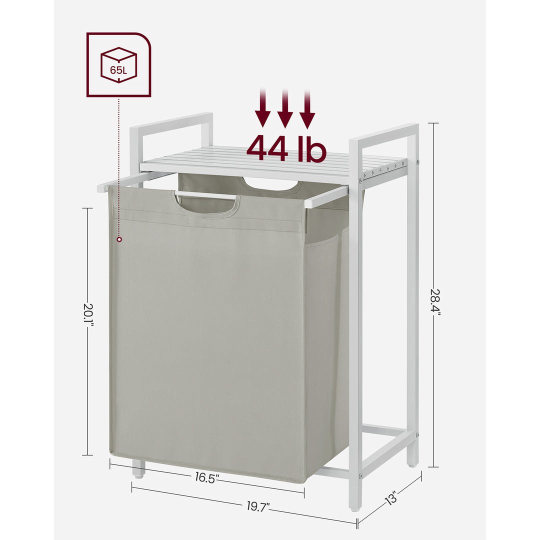 Laundry Hamper with A Pull-Out and Removable Bag, 17.2 Gallons (65 L) - White