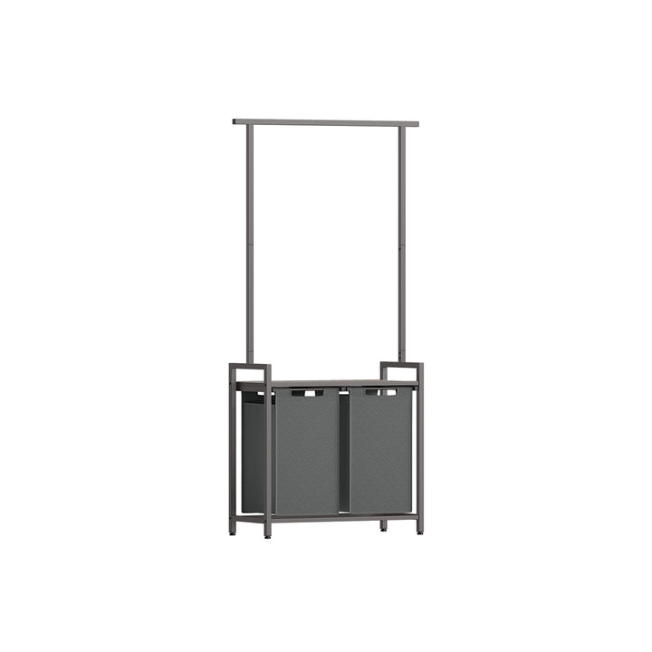 2-Section Laundry Basket with Clothes Rail
