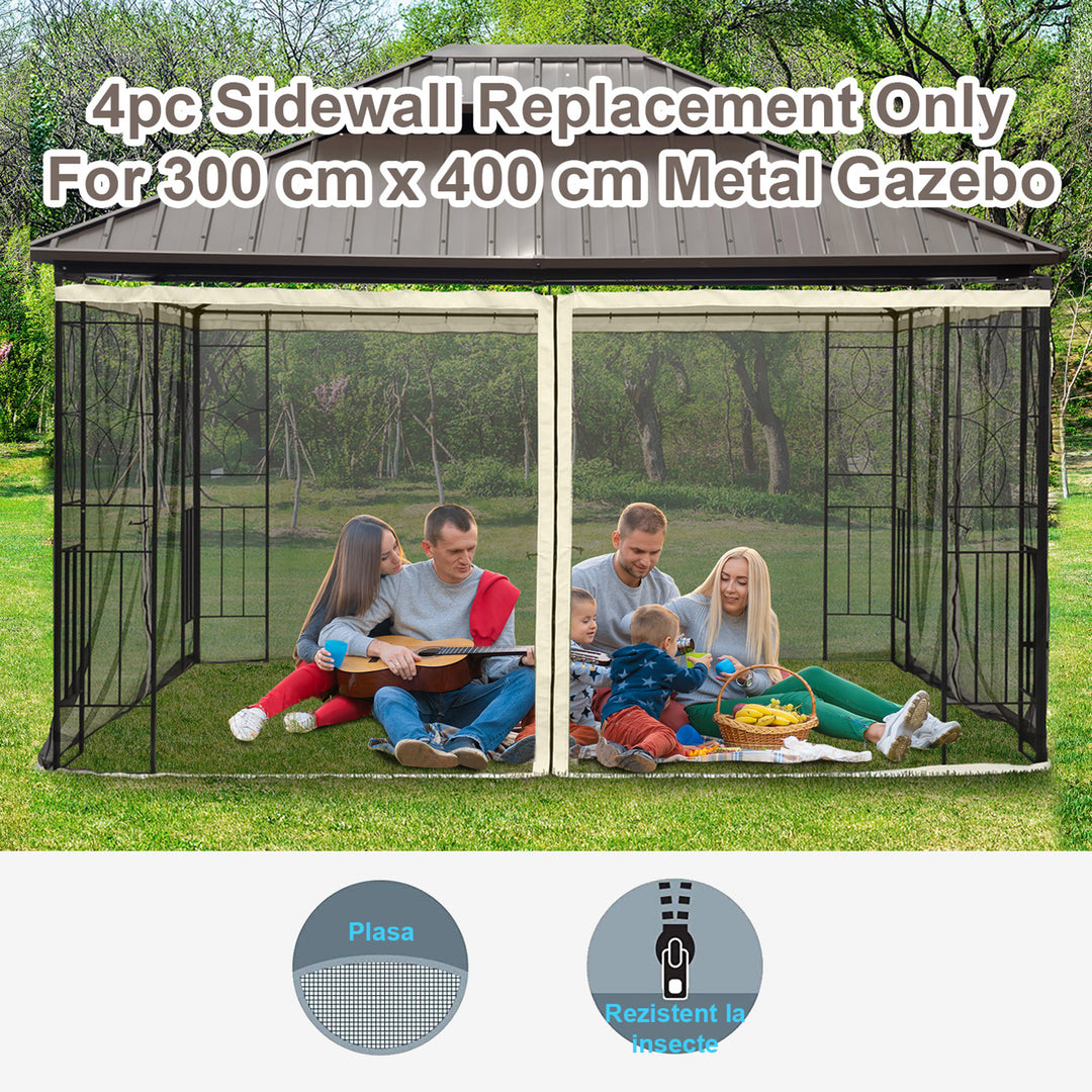 Outsunny Replacement Mesh Mosquito Netting Screen Walls for 10 x 10ft Patio Gazebo, 4-panel Sidewalls with Zippers (Wall Only, Canopy Not Included)