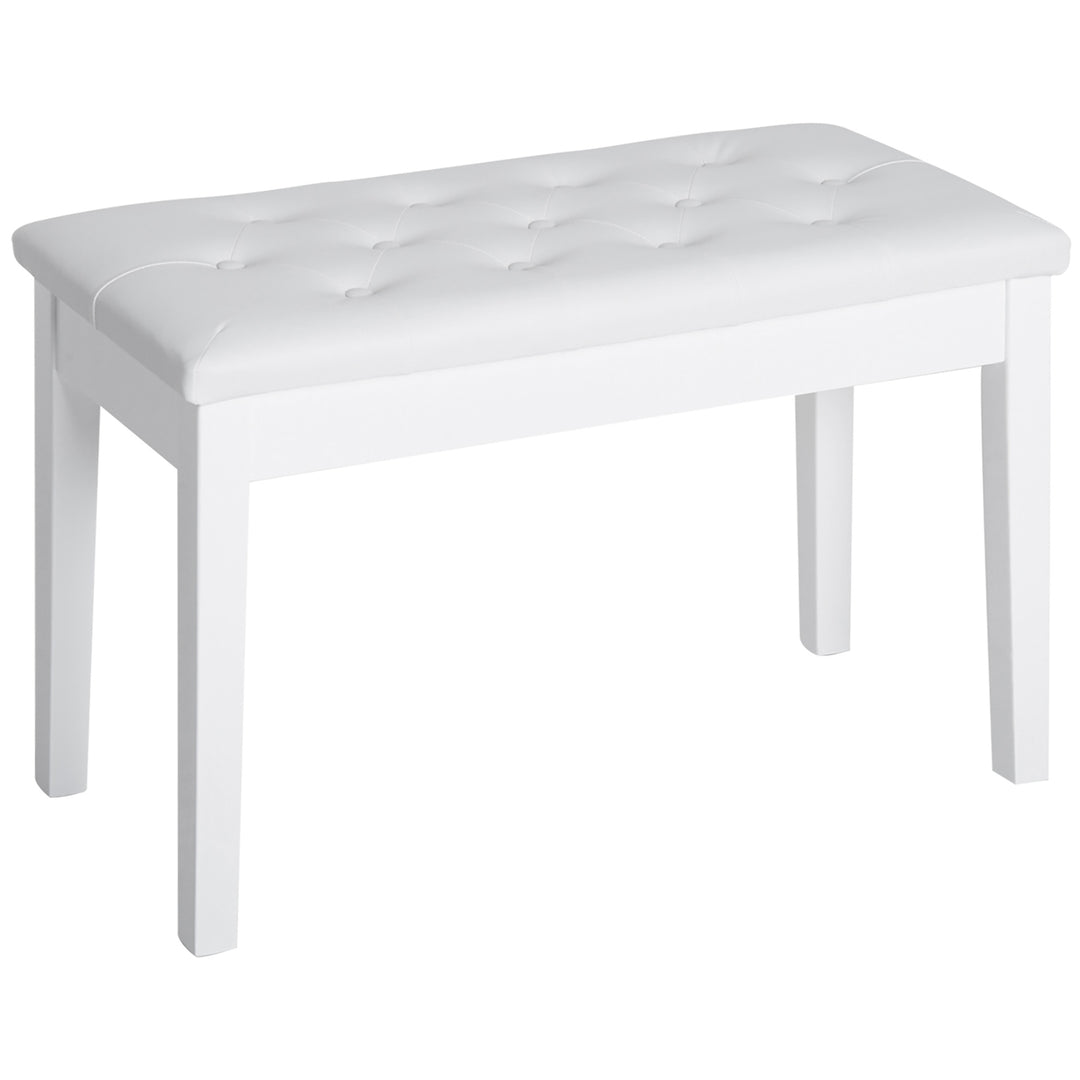 PU Leather Upholstered Stool Makeup Stool Bench Dressing Table Seat with Storage 76x36x50cm, White