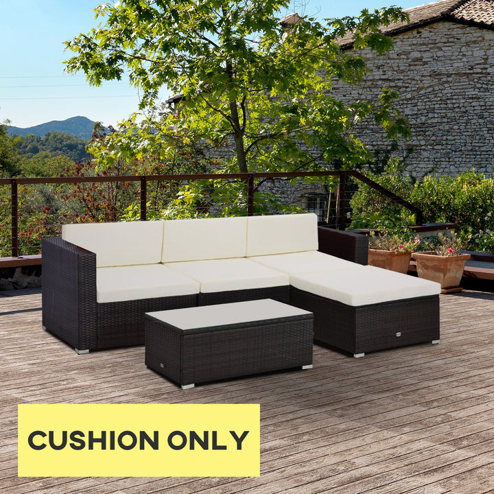 Outsunny Outdoor Cushion Pad Set for Rattan Furniture, 7 Piece Garden Furniture Cushions, Patio Conversation Set Cushions, Lightweight, Cream