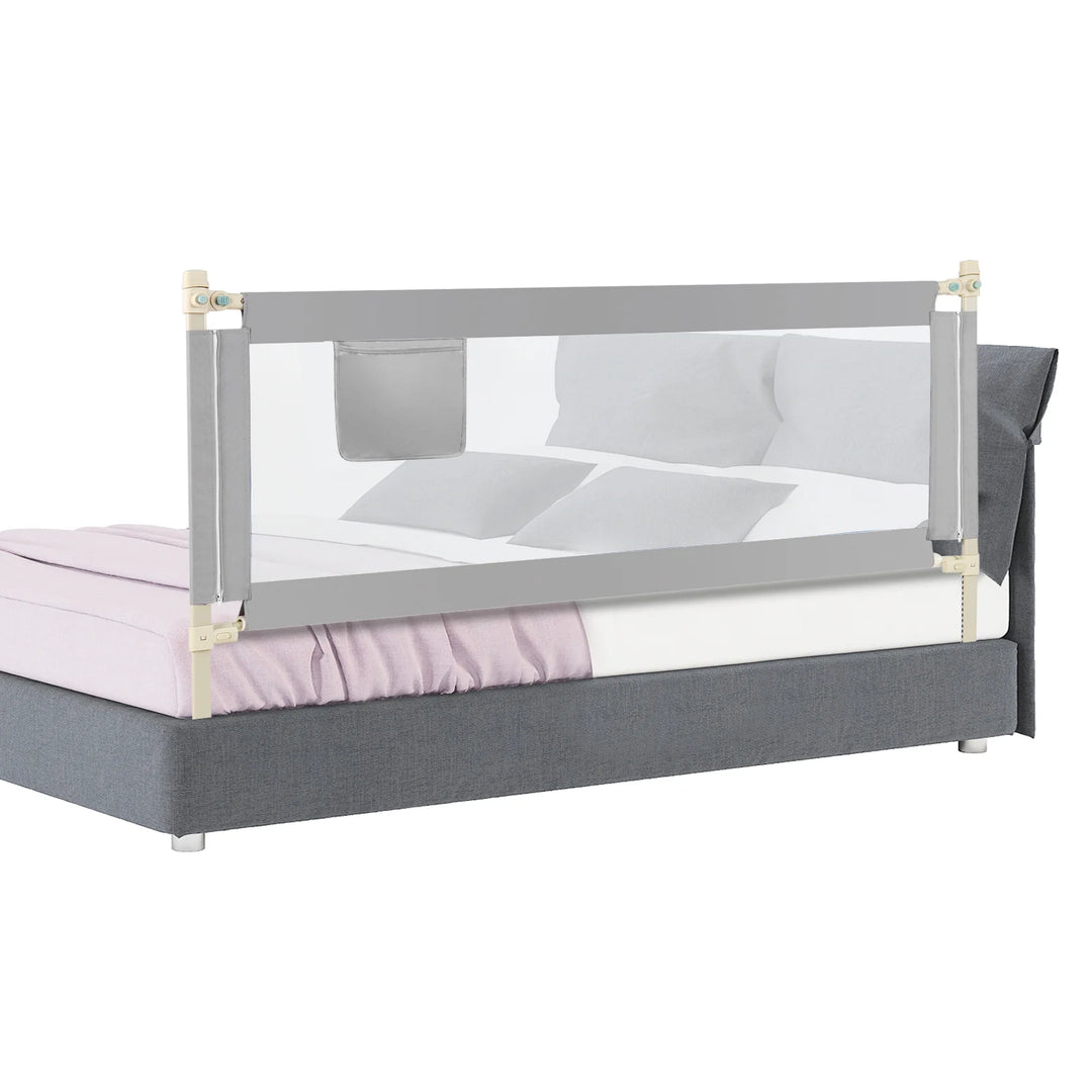 Height Adjustable Bed Rail with Double Safety Lock for Toddlers-Grey