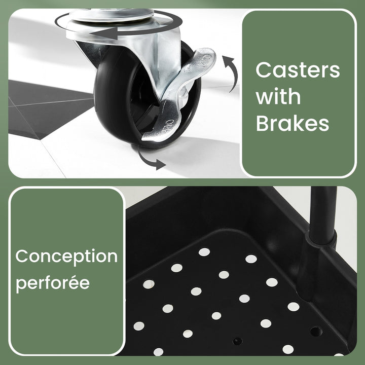 3-Tier Storage Cart Black