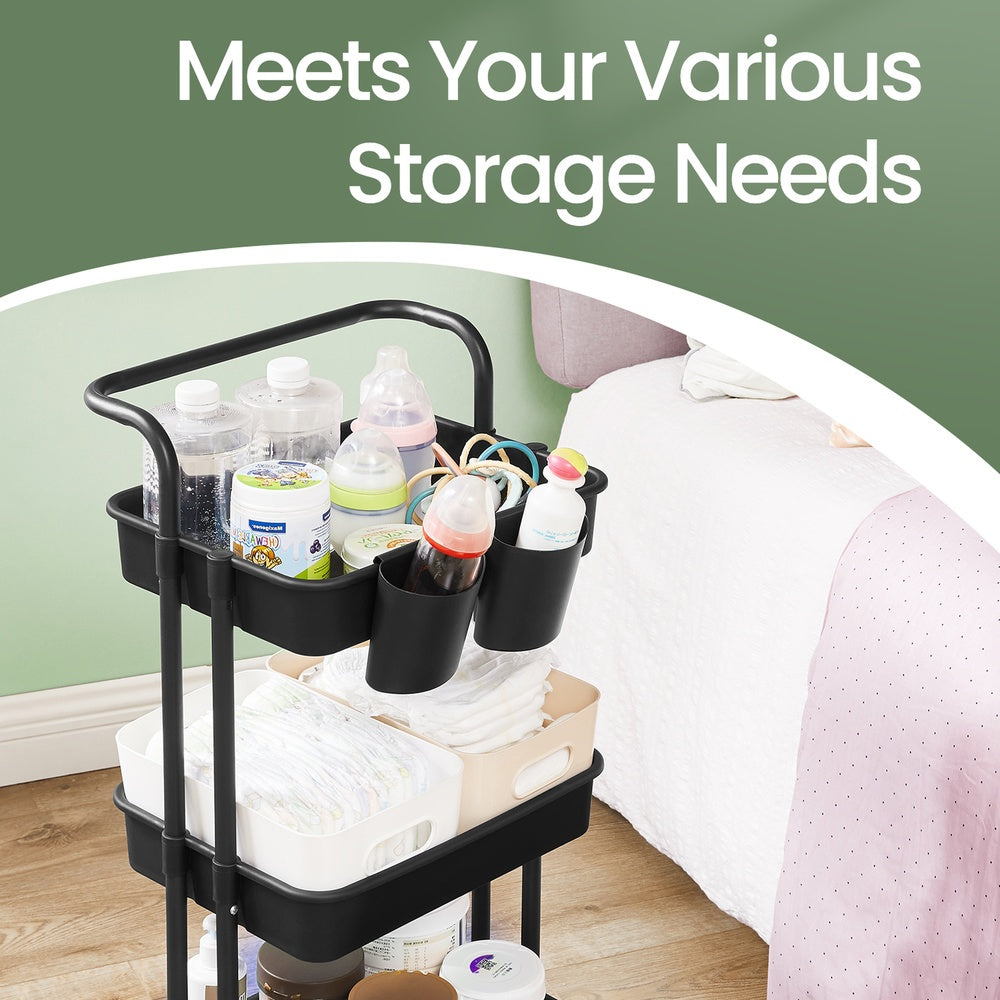 3-Tier Storage Cart Black
