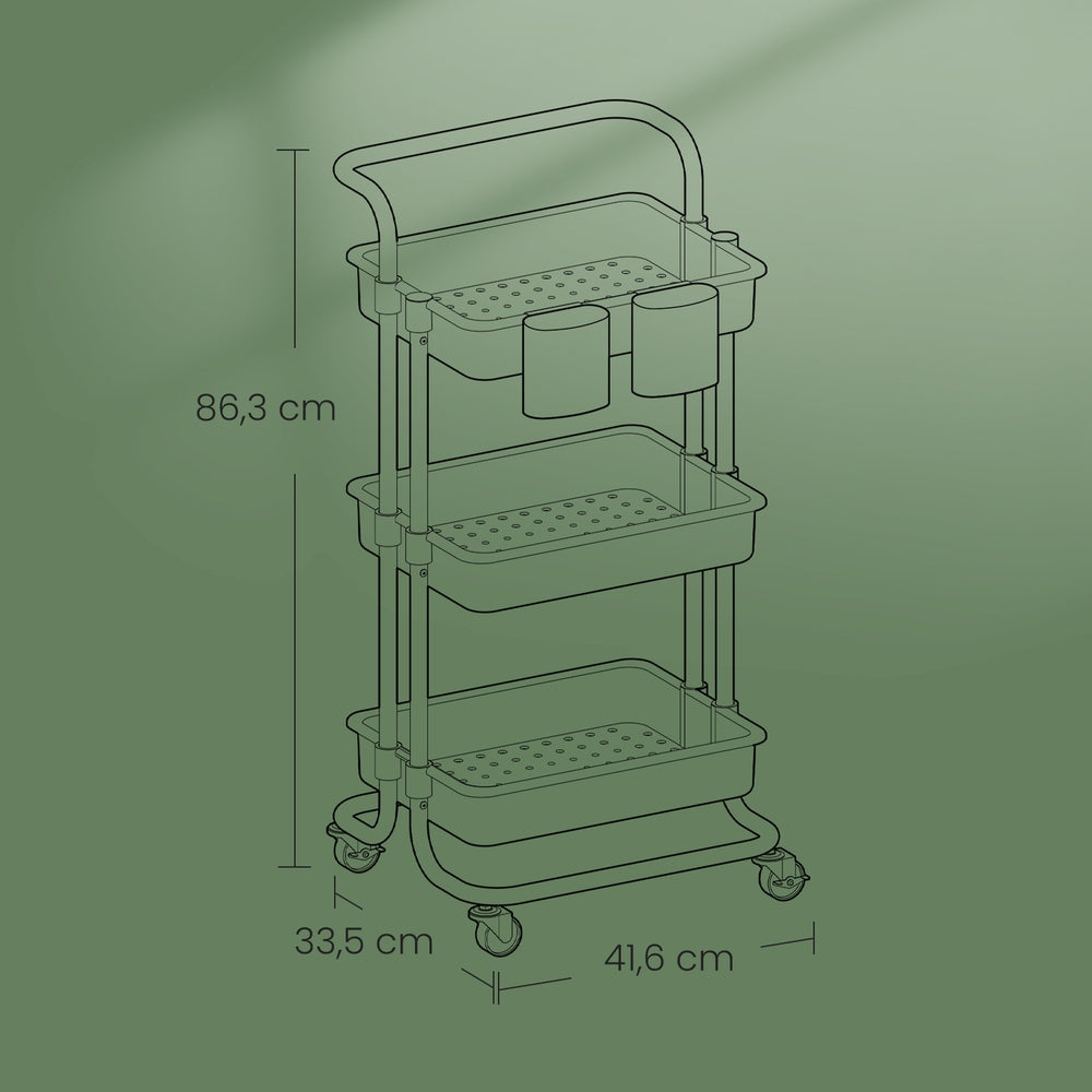 3-Tier Storage Cart Black