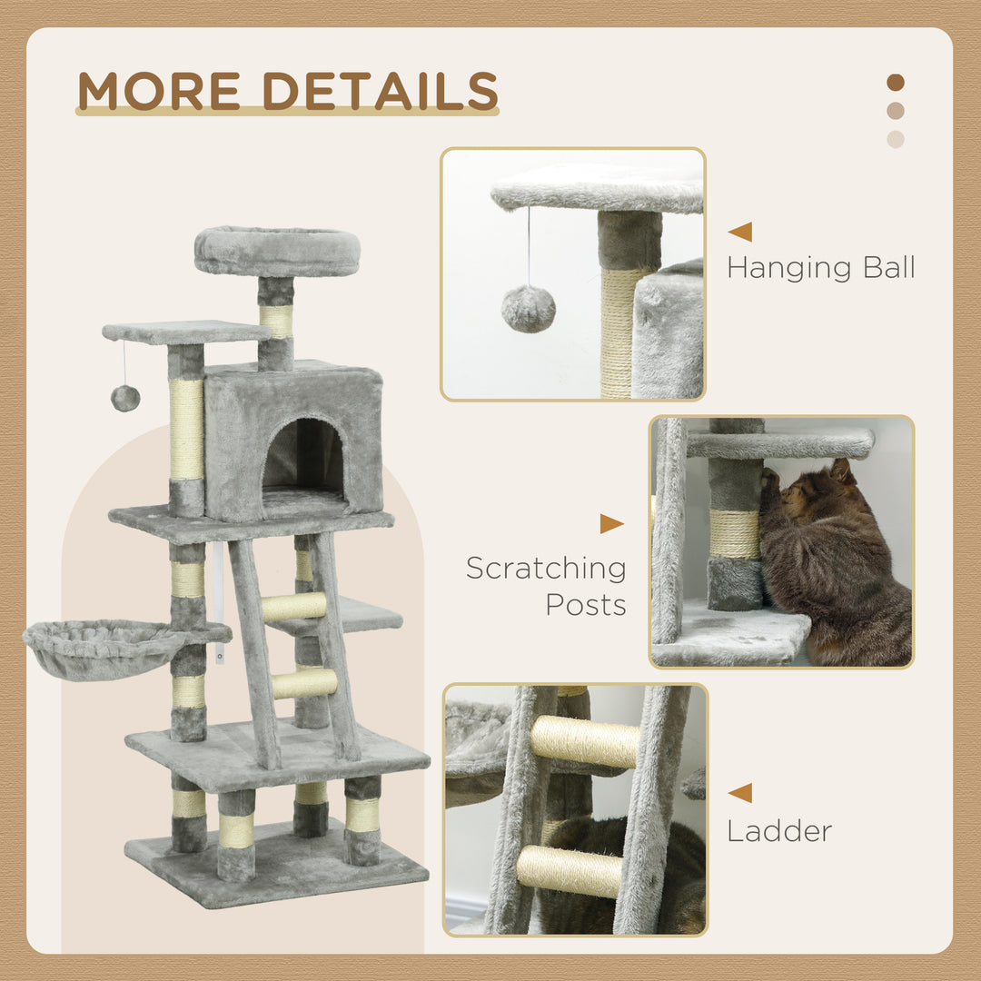 Plush Cat Tree with Sisal Scratching Post - Light Gray
