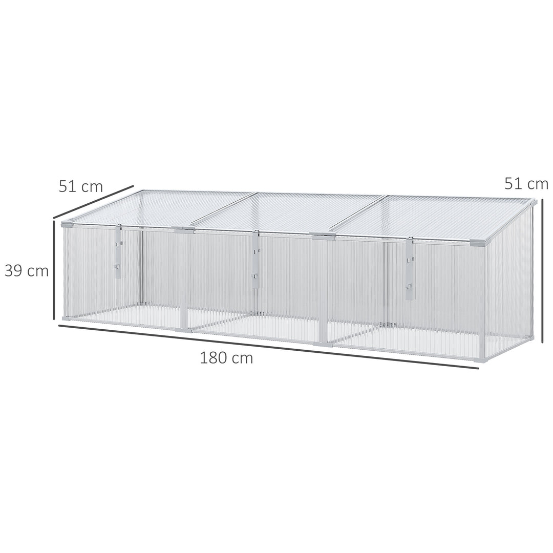 Outdoor Greenhouse Polycarbonate Grow House Flower Vegetable Plants Raised Bed Garden Aluminium Cold Frame 180 x 51 x 51 cm