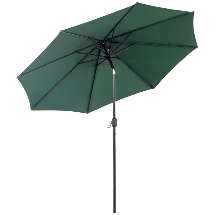 3(m) Tilting Parasol Garden Umbrellas, Outdoor Sun Shade with 8 Ribs, Tilt and Crank Handle for Balcony, Bench, Garden, Green