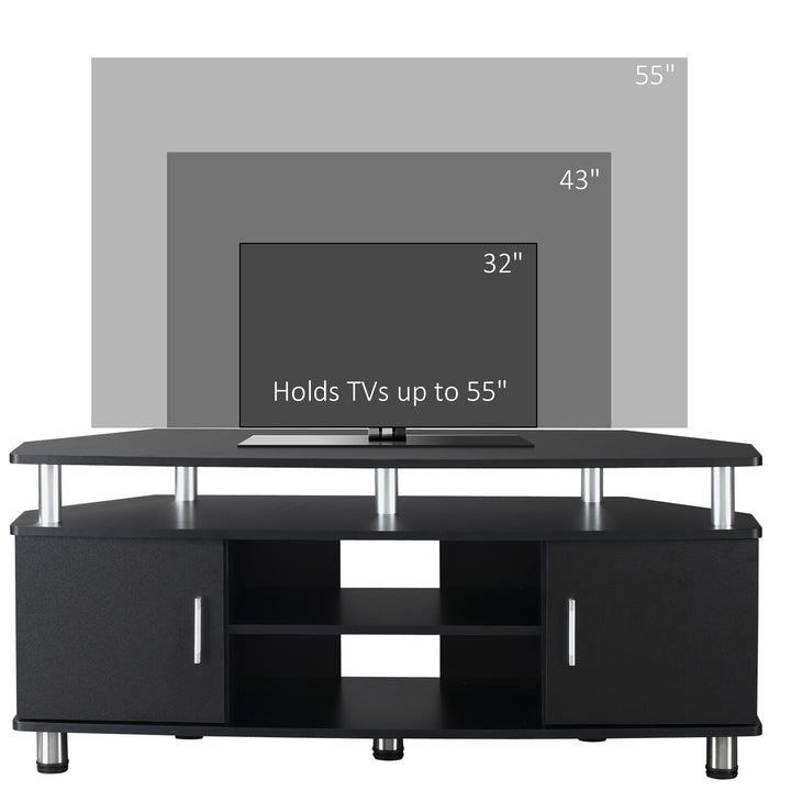 HOMCOM TV Unit with Storage for TVs up to 55 Inches with 2 Storage Shelves and 2 Cupboards, Entertainment Center for Living Room, Black