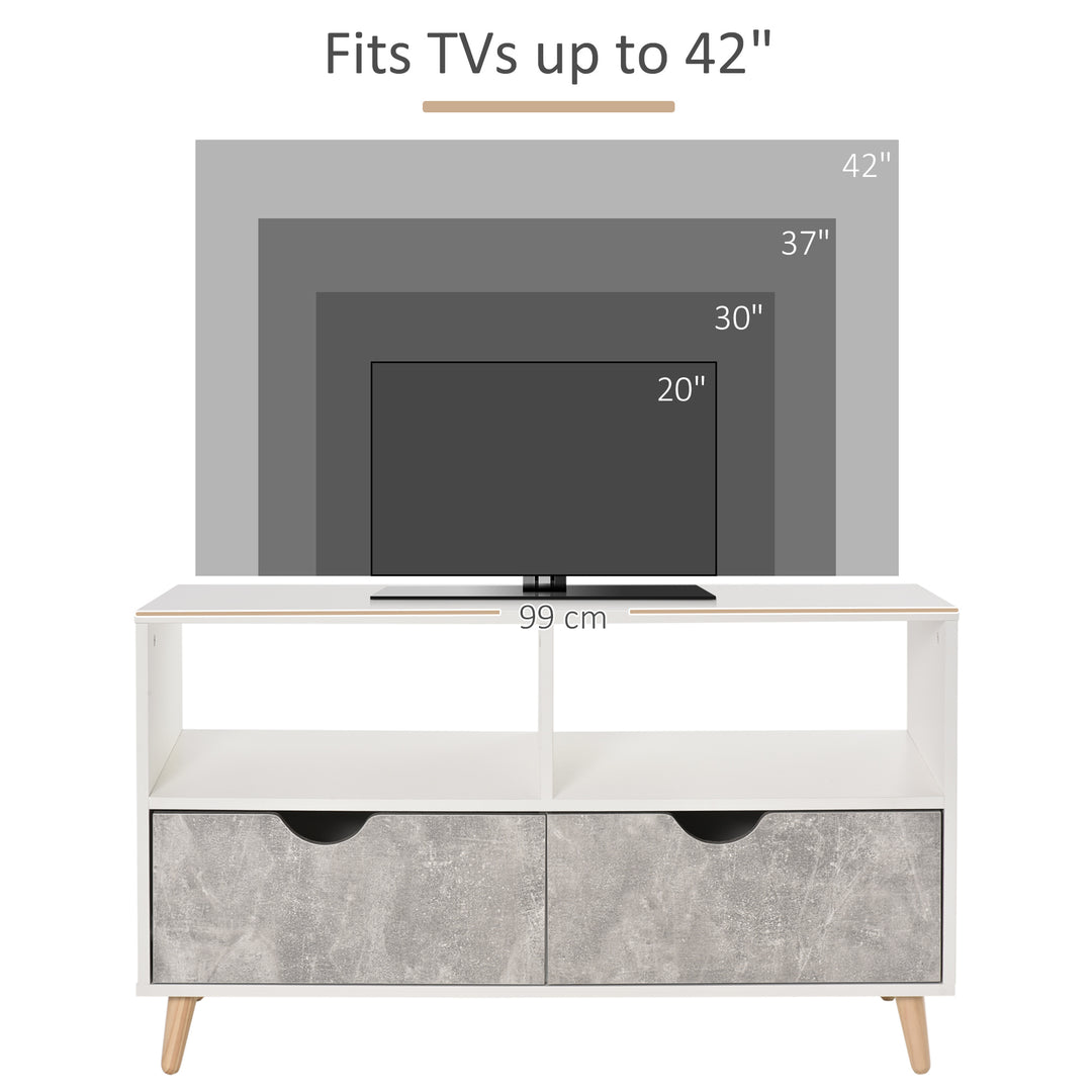 HOMCOM TV Stand with Shelf &amp; Drawers Storage Cabinet Media Entertainment Center Modern Grey