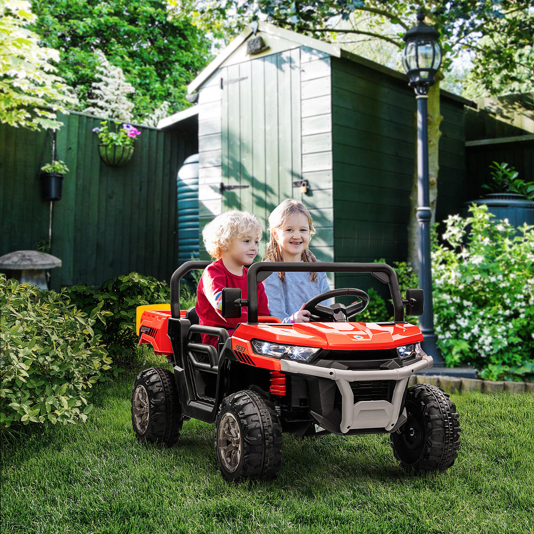 12V Two-Seater Kids Electric Ride-On Car, with Electric Bucket, Remote Control - Red