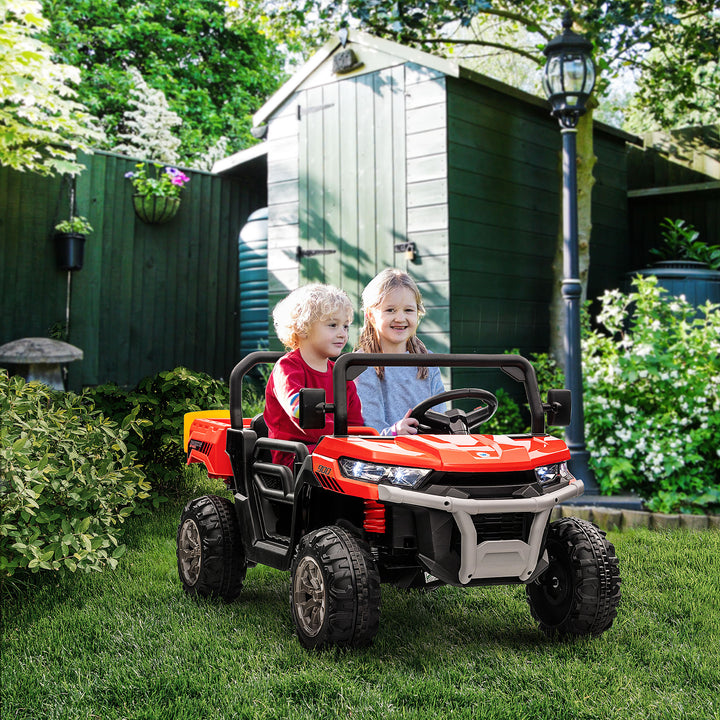 12V Two-Seater Kids Electric Ride-On Car, with Electric Bucket, Remote Control - Red