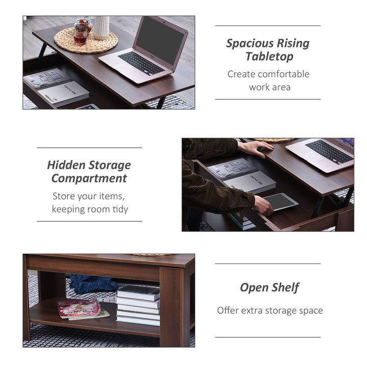 Modern Lift Up Top Coffee Table Desk Hidden Storage Bottom Shelf  100W x 50D x 63H cm