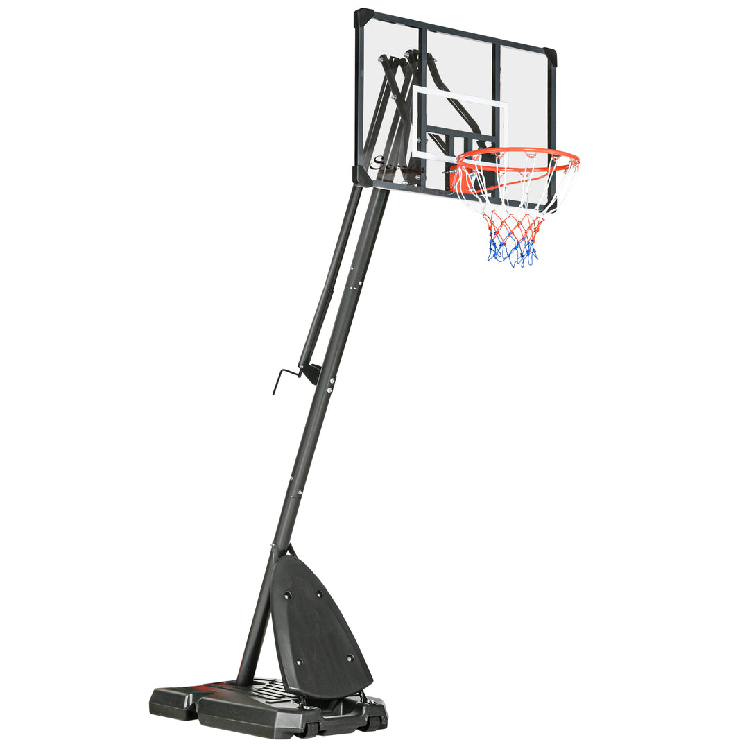 Height Adjustable Basketball Hoop and Stand with Sturdy Backboard and Weighted Base, Portable on Wheels, 2.4-2.9m