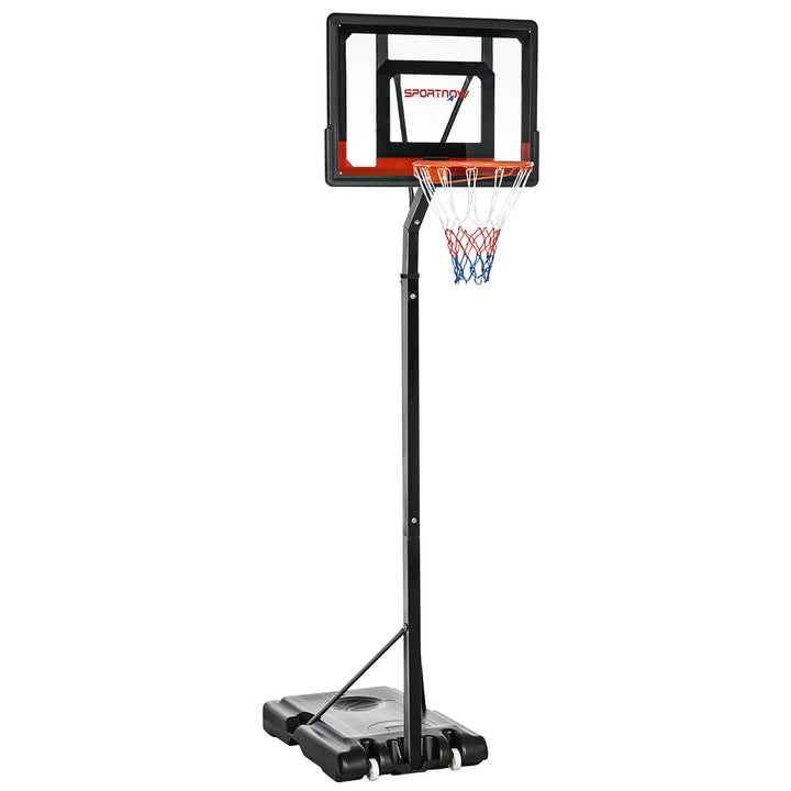 2.1-2.6m Adjustable Basketball Hoop and Basketball Stand w/ Sturdy Backboard and Weighted Base, Portable on Wheels