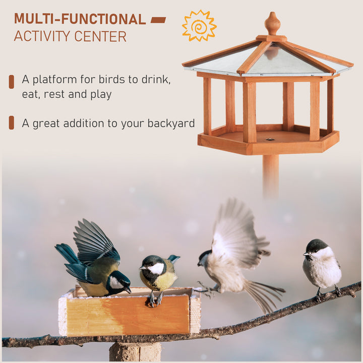 Portable Wooden Bird Feeder Station with Stand for Garden, Patio or Balcony