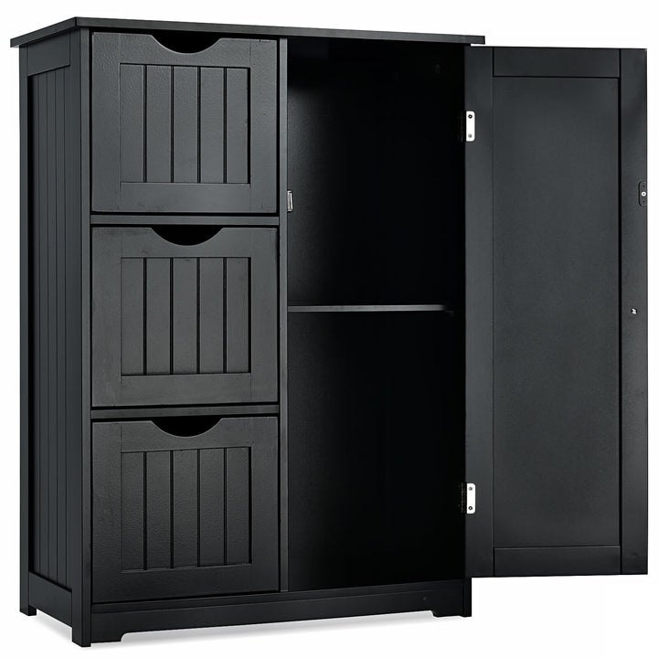 Freestanding Bathroom Cabinet with 3 Drawers-Black