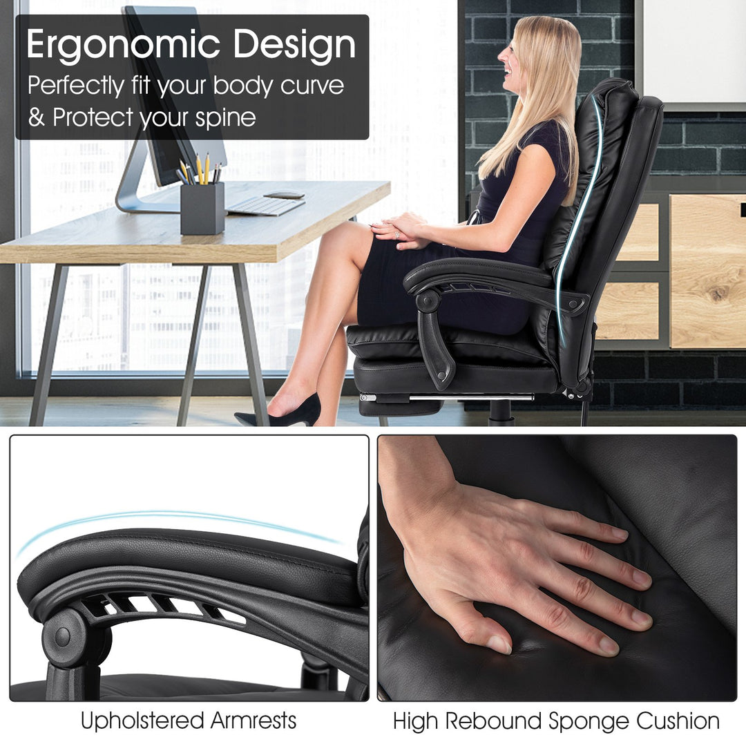 Adjustable High Back Rolling Computer Chair-Black