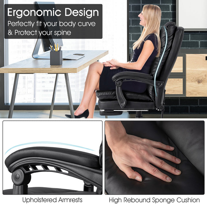 Adjustable High Back Rolling Computer Chair-Black