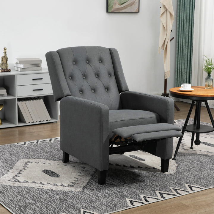 Recliner Chair, Button Tufted Cloth Deep Grey