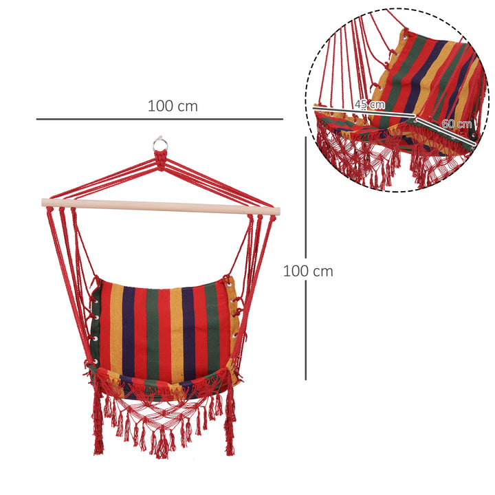 Hammock Chair Swing Colourful Striped Tree Hanging Seat Porch Indoor Outdoor Fabric Garden Furniture