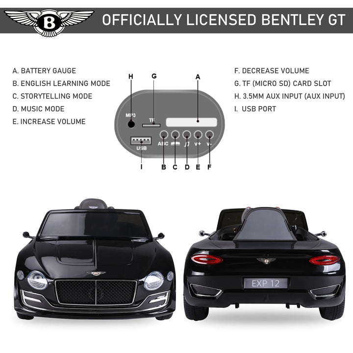 Kids Electric Car 6V Battery PP Licensed Bentley Ride On Toys Black