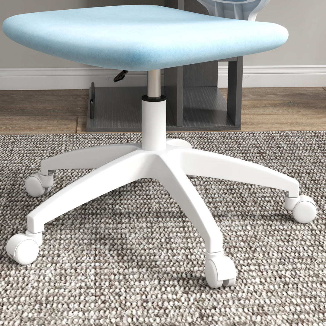 Armless Desk Chair, Height Adjustable with Swivel Wheels, Blue