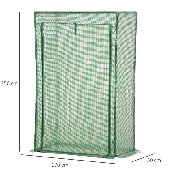 Outsunny 100 x 50 x 150cm Greenhouse Steel Frame PE Cover with Roll-up Door Outdoor for Backyard, Balcony, Garden, Green