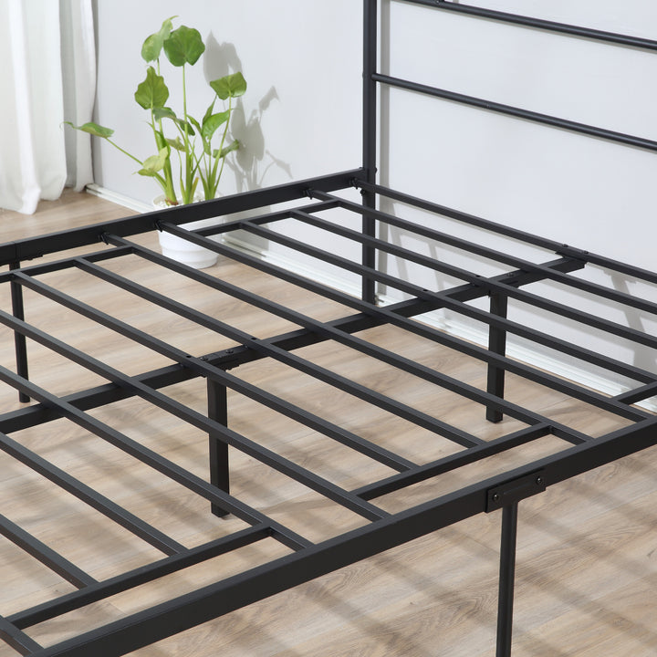 King Size Metal Bed Frame, Solid Bedstead Base with Headboard and Footboard, Metal Slat Support and Underbed Storage Space, Bedroom Furniture