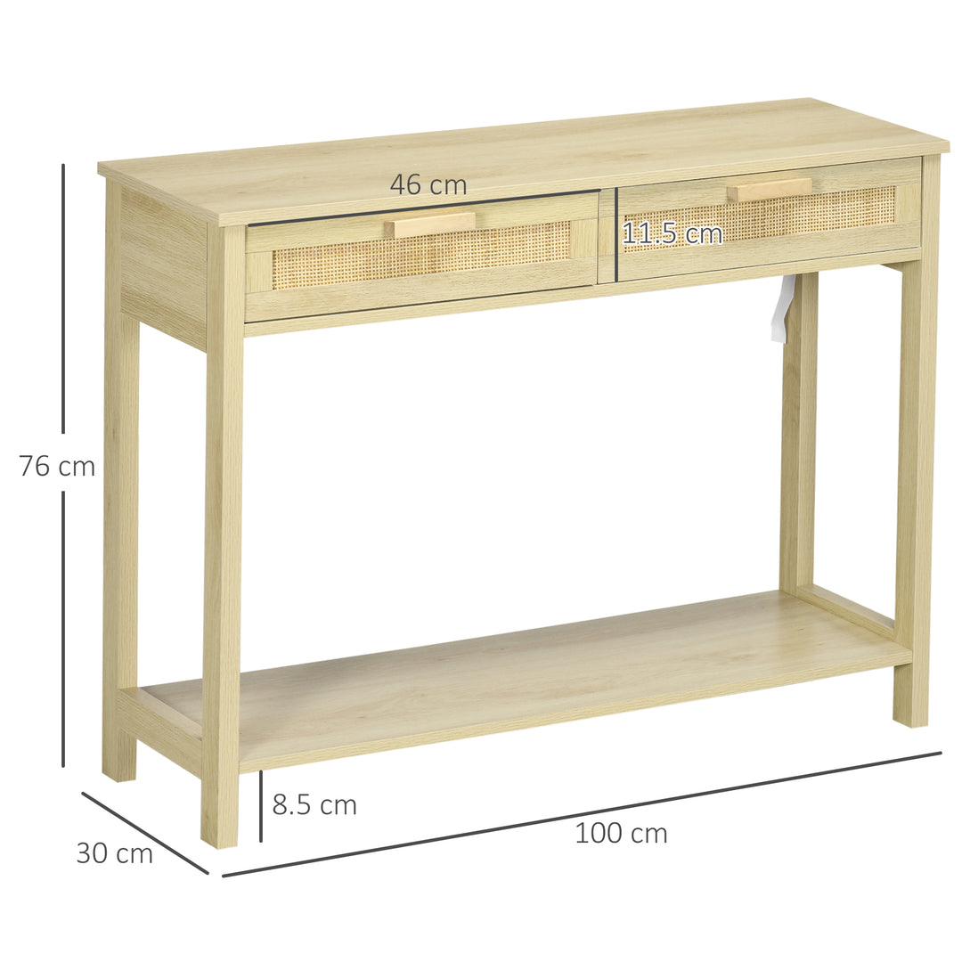 Console Sofa Table Hallway Side Desk with Storage Shelf Drawer for Entryway Living Room Bedroom Natural