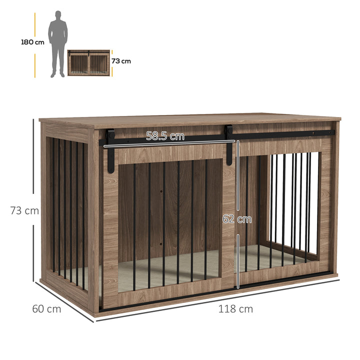 Dog Crate Furniture with Removable Cushion for XL Dogs, 118 x 60 x 73 cm, Brown