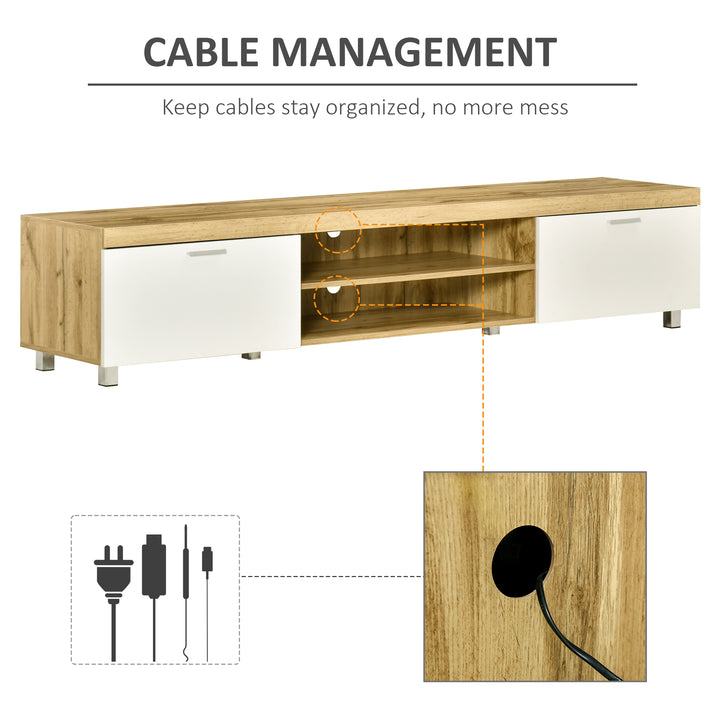 HOMCOM Modern TV Unit, TV Cabinet for TVs up to 90 Inches,  Entertainment Center with Drawer Shelf for Living Room, Bedroom, Oak and White