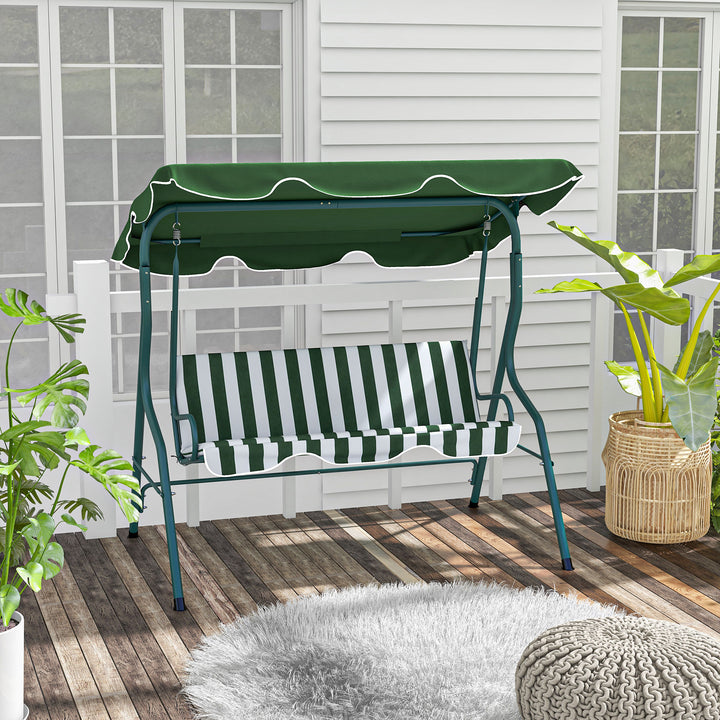 Steel 3-Seater Swing Chair w/ Canopy Green