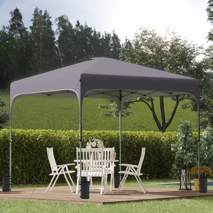 Outsunny 3 x 3 (M) Pop Up Gazebo, Foldable Canopy Tent with Carry Bag with Wheels and 4 Leg Weight Bags for Outdoor Garden Patio Party, Dark Grey